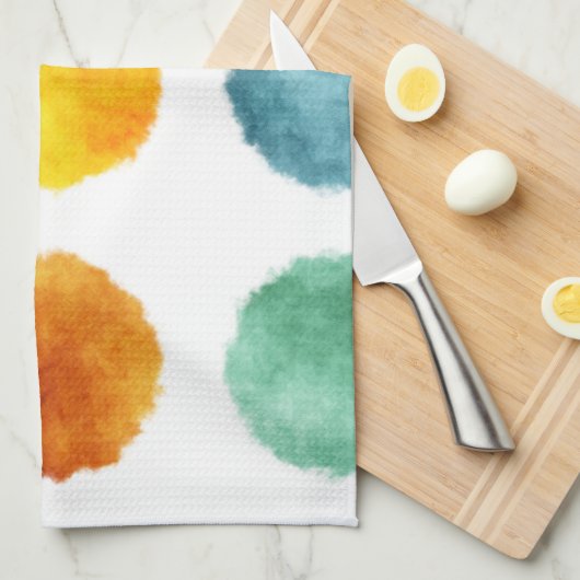 Linge De Cuisine Points d'aquarelle d'arc-en-ciel (Quart Plié)