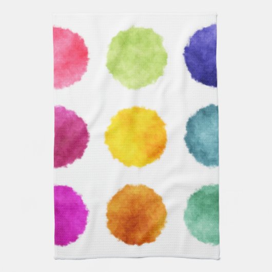Linge De Cuisine Points d'aquarelle d'arc-en-ciel (Vertical)