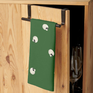 Linge De Cuisine Points de crâne Kawaii mignons aléatoires vert fon