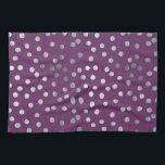 Linge De Cuisine Points de la ville de la Parties scintillant de pr<br><div class="desc">Ce motif est moderne et tendance avec des points de parties scintillant faux argent sur un arrière - plan prune violet.</div>