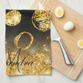 Linge De Cuisine Points de pinceau d'or (Quart Plié)