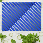 Linge De Cuisine Points de satin - bleu de cobalt et étain (Plié)