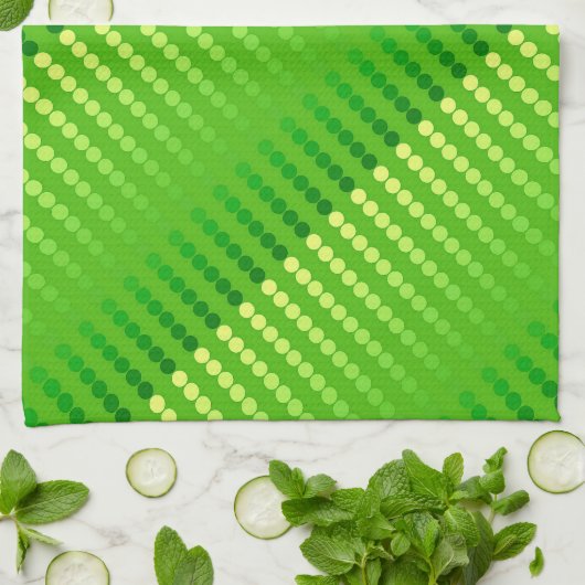 Linge De Cuisine Points de satin - nuances de vert de chaux (Plié)