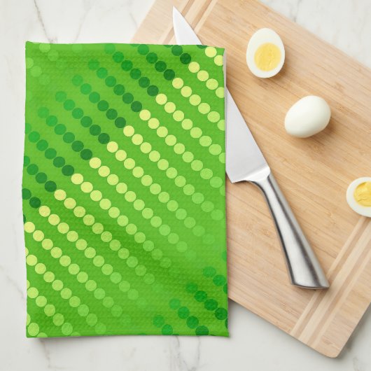 Linge De Cuisine Points de satin - nuances de vert de chaux (Quart Plié)