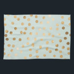 Linge De Cuisine Points en bon état pâles de ville de parties<br><div class="desc">Les points modernes et de sur-tendance de l'or de faux scintillent sur un arrière - plan en bon état pâle de vert bleu.</div>