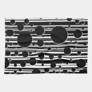 Linge De Cuisine Points et rayures noirs et blancs