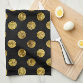 Linge De Cuisine Points fascinants et noirs d'or chic (Quart Plié)