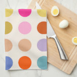Linge De Cuisine Points géométriques Vintages colorés<br><div class="desc">Points géométriques vintages colorés - design rétro - arrière - plan blanc crème et points colorés en rose,  jaune,  vert,  bleu et orange.</div>