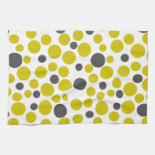Linge De Cuisine points jaune gris sur fond blanc (Horizontal)
