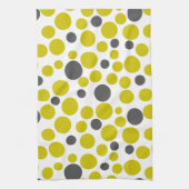 Linge De Cuisine points jaune gris sur fond blanc (Vertical)