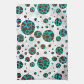 Linge De Cuisine Points Leopard Brown et Turquoise PrintPolka (Vertical)
