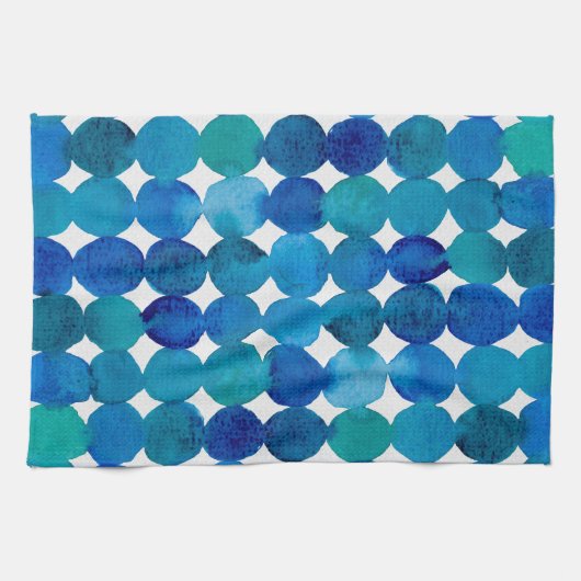 Linge De Cuisine Points motif - bleu et vert. (Horizontal)