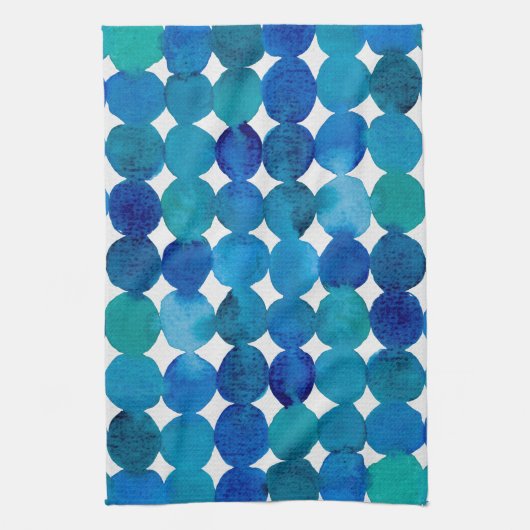 Linge De Cuisine Points motif - bleu et vert. (Vertical)