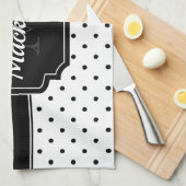 Linge De Cuisine Points noirs et blancs (Quart Plié)