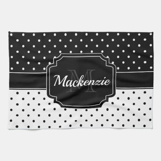Linge De Cuisine Points noirs et blancs (Horizontal)