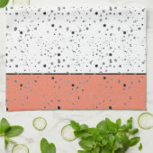 Linge De Cuisine Points noirs et blancs, avec accent de couleur (Plié)