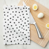 Linge De Cuisine Points noirs et blancs de confettis (Quart Plié)