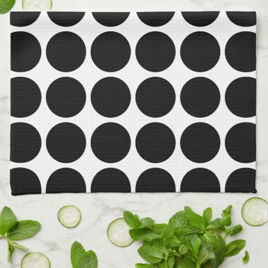 Linge De Cuisine Points noirs sur fond blanc (Plié)