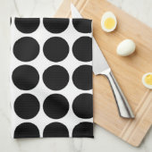 Linge De Cuisine Points noirs sur fond blanc (Quart Plié)
