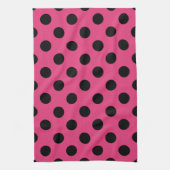 Linge De Cuisine Points noirs sur fuchsia (Vertical)