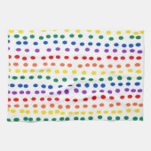 Linge De Cuisine Points Rainbow Candy en blanc (Horizontal)