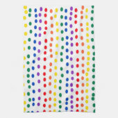 Linge De Cuisine Points Rainbow Candy en blanc (Vertical)