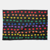 Linge De Cuisine Points Rainbow Candy sur noir (Horizontal)