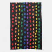 Linge De Cuisine Points Rainbow Candy sur noir (Vertical)