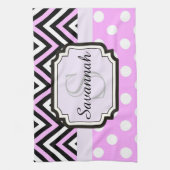 Linge De Cuisine Points roses et Chevrons (Vertical)