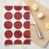 Linge De Cuisine Points rouges sur fond blanc (Quart Plié)