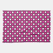 Linge De Cuisine Points tournés, fuchsia, noir et blanc (Horizontal)