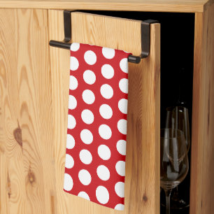 Linge De Cuisine Pois blancs en gras sur rouge