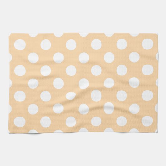 Linge De Cuisine Pois blancs sur beige (Horizontal)