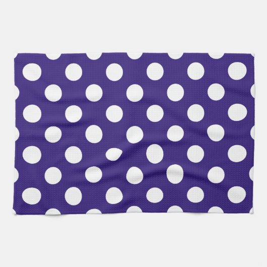 Linge De Cuisine Pois blancs sur bleu foncé (Horizontal)