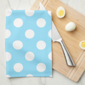Linge De Cuisine Pois blancs sur bleu pâle (Quart Plié)