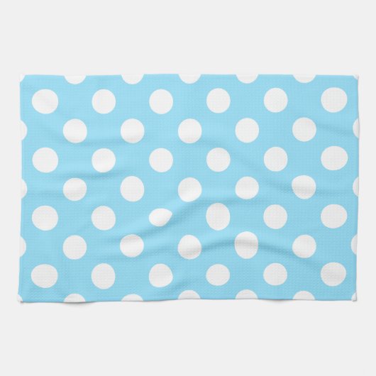 Linge De Cuisine Pois blancs sur bleu pâle (Horizontal)