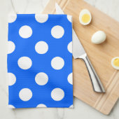 Linge De Cuisine Pois blancs sur bleu royal (Quart Plié)