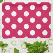 Linge De Cuisine Pois blancs sur cerise (Plié)