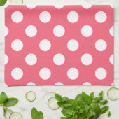 Linge De Cuisine Pois blancs sur corail (Plié)