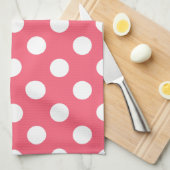 Linge De Cuisine Pois blancs sur corail (Quart Plié)