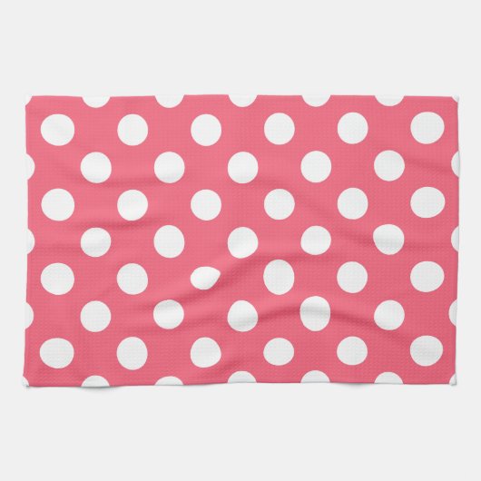 Linge De Cuisine Pois blancs sur corail (Horizontal)