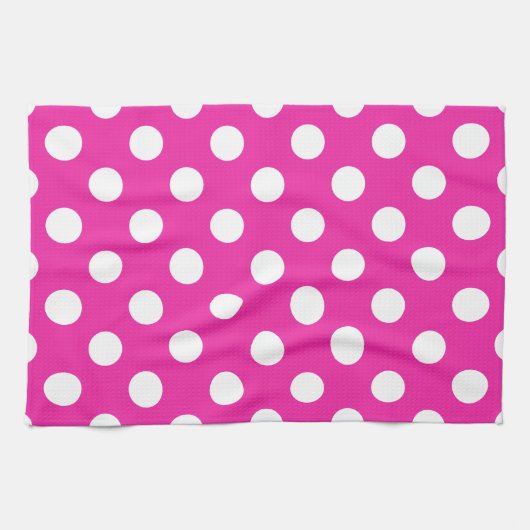 Linge De Cuisine Pois blancs sur fuchsia (Horizontal)