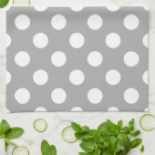 Linge De Cuisine Pois blancs sur gris (Plié)