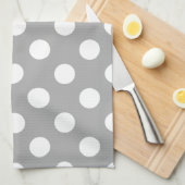 Linge De Cuisine Pois blancs sur gris (Quart Plié)