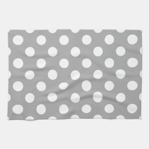 Linge De Cuisine Pois blancs sur gris