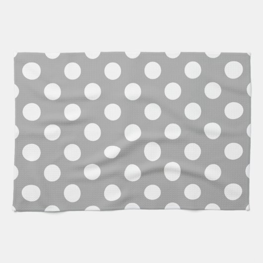 Linge De Cuisine Pois blancs sur gris (Horizontal)