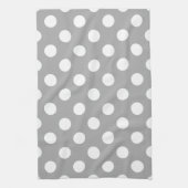 Linge De Cuisine Pois blancs sur gris (Vertical)