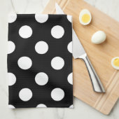 Linge De Cuisine Pois blancs sur noir (Quart Plié)