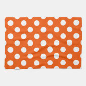 Linge De Cuisine Pois blancs sur orange (Horizontal)