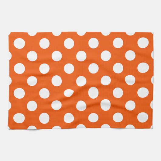 Linge De Cuisine Pois blancs sur orange (Horizontal)